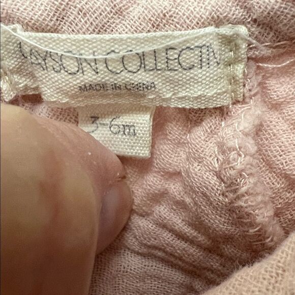 Grayson Collective Dusty rose pink cotton waffle smocked muslin jumpsuit 3-6 min - Picture 10 of 12